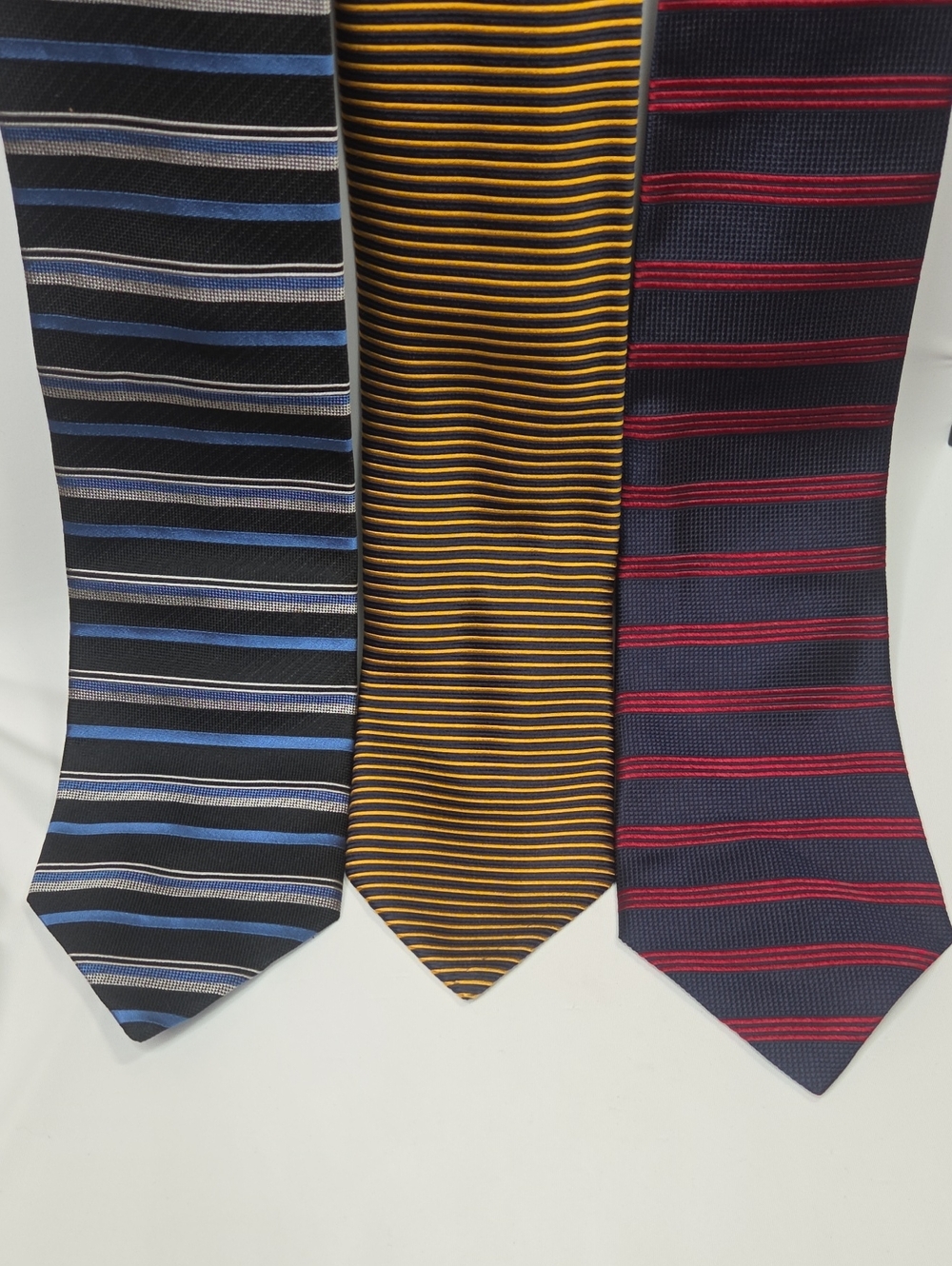 Lot Of 3 Three Mens Vintage Horizontal Stripes 100% Silk Made In Italy Ties EUC